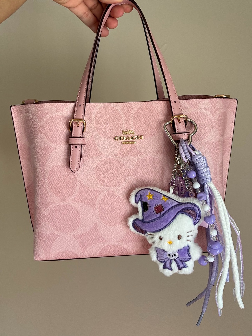 Hello Kitty Purple Witch Halloween Plush Keychain Bag Charm